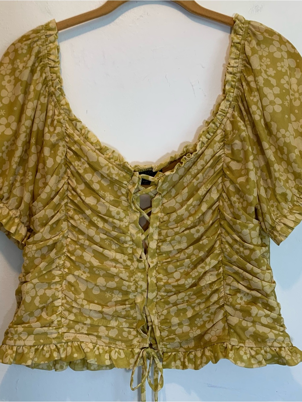 Willow Milk Maid Crop Top Lace Up XL
